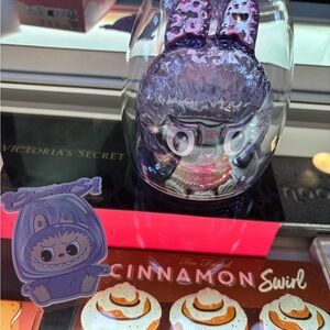 Pop mart the monsters LABUBU cheers purple glass cup